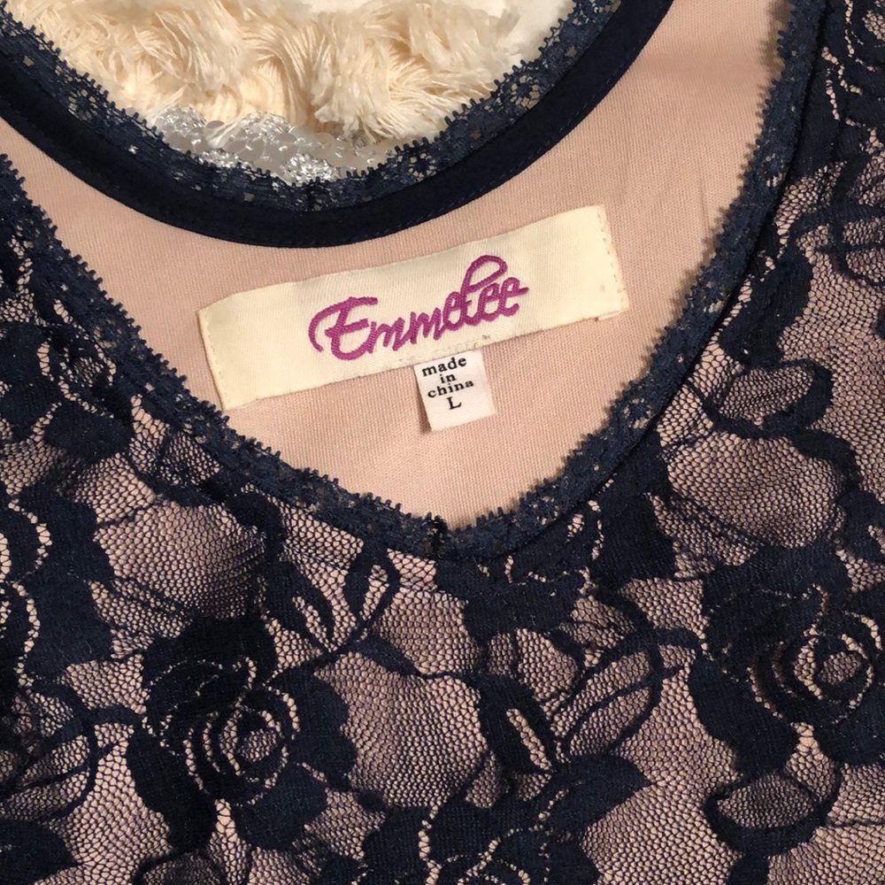 Francesca’s Navy Lace Dress - Picture 3 of 6